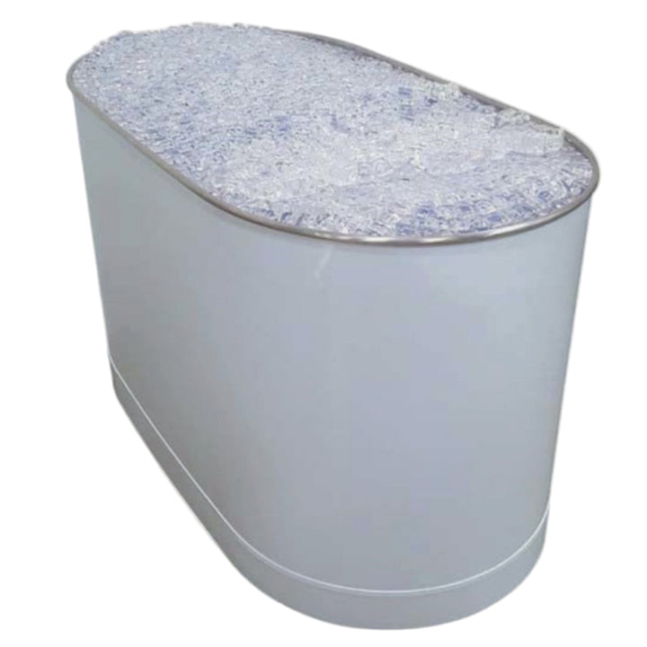 White cylindrical container with textured top on a white background