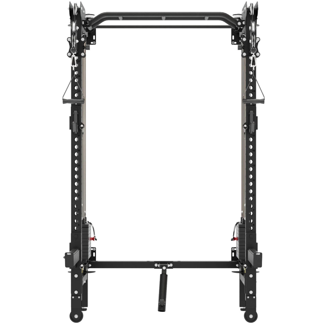 Black power rack on a white background