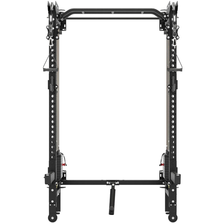 Black power rack on a white background