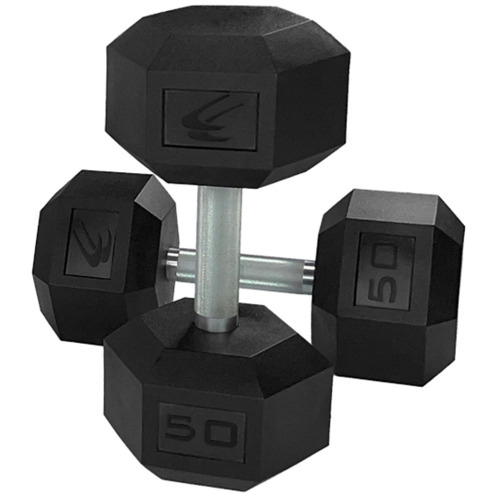 Batca 5-50lb TPR Hex Dumbbell Set Pairs- (5lb inc) – Fitness