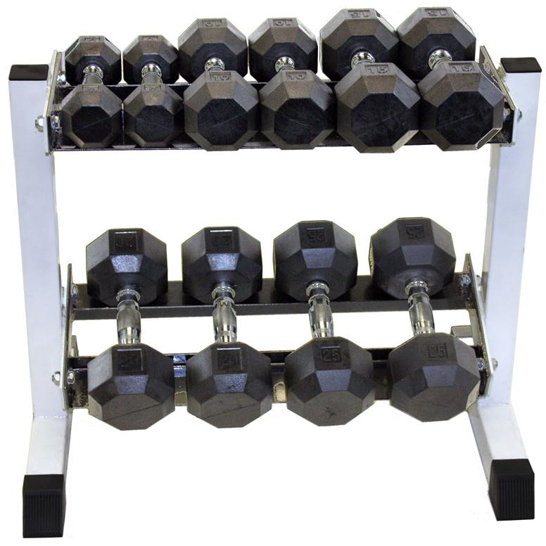 USA Rubber Encased Dumbbell Set with Rack 5 25 lbs. Fitness Exchange