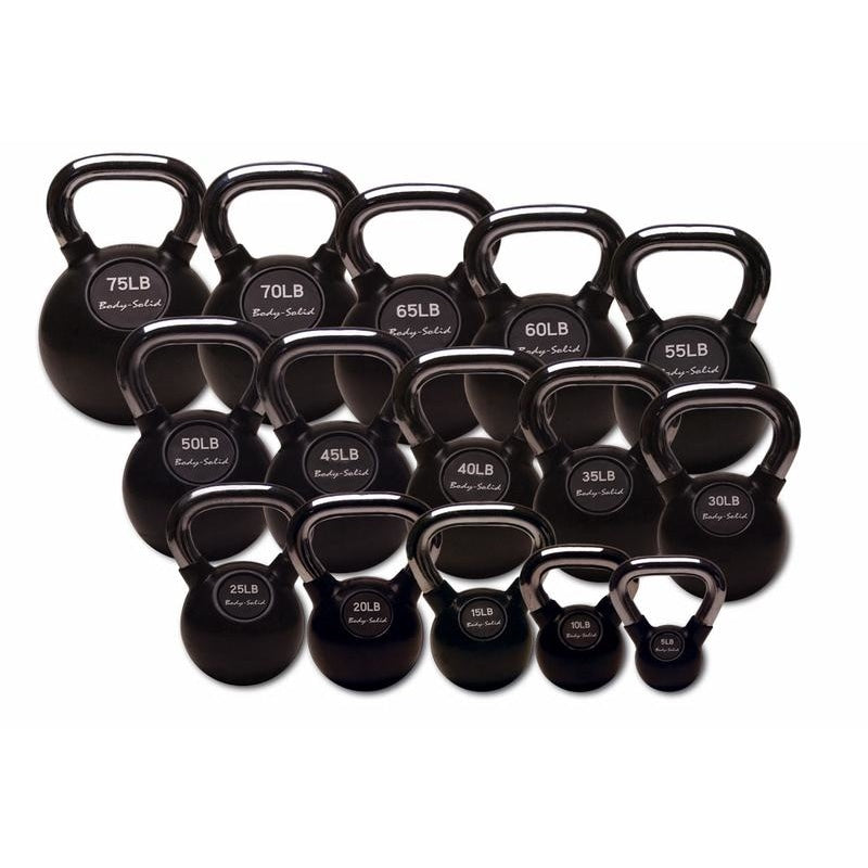 Body-Solid Rubber Coated Kettlebells with Chrome Handles - Kettlebells