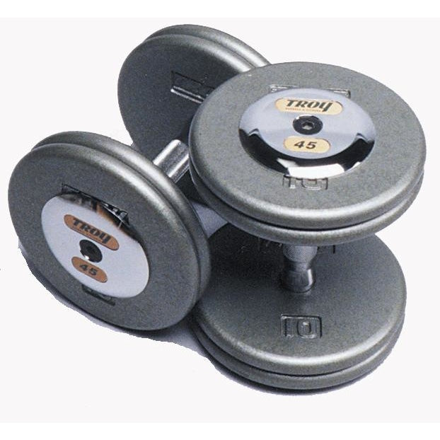 Troy Gray Pro Style Dumbbells Chrome End - Straight Handle - Pro Style Dumbbells