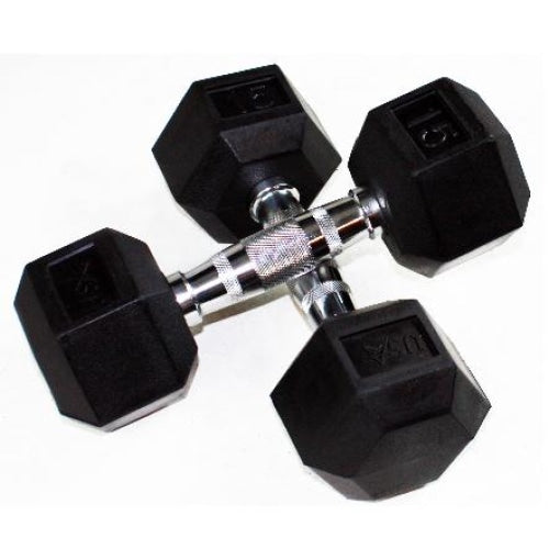 USA Sports Rubber Encased Hex Dumbbells - Rubber Coated Dumbbells