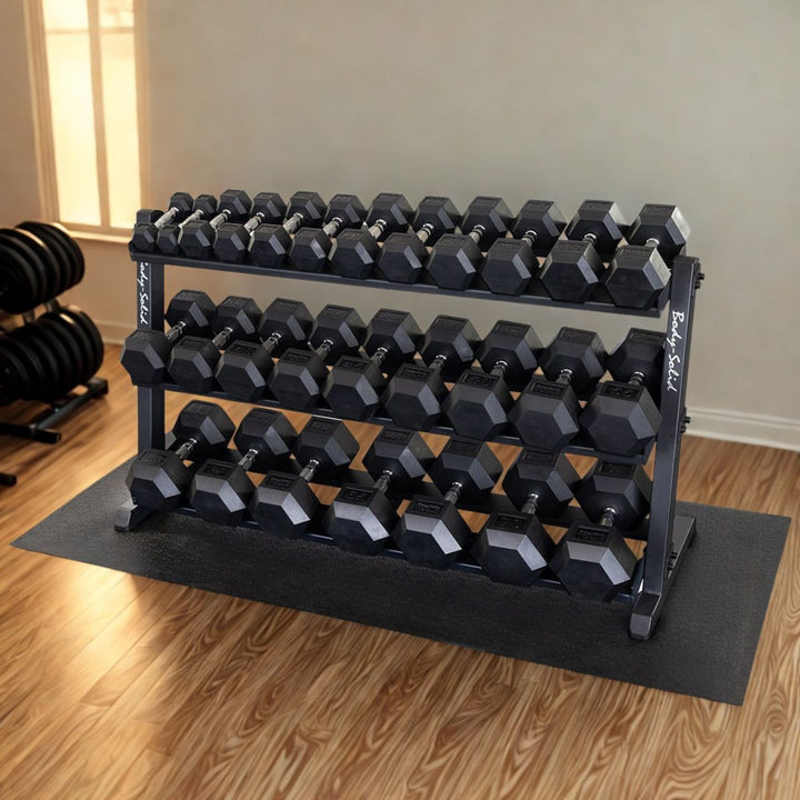 Dumbbell Package 5lb-70lb Rubber Hex + Horizontal Rack
