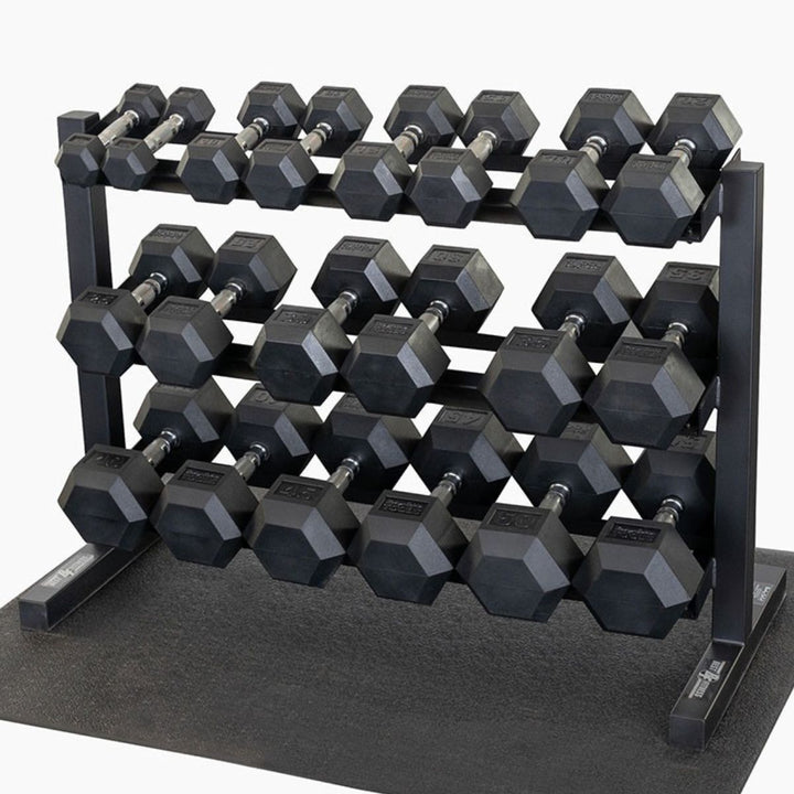 Dumbbell Package 5lb-50lb Rubber Hex + Horizontal Rack