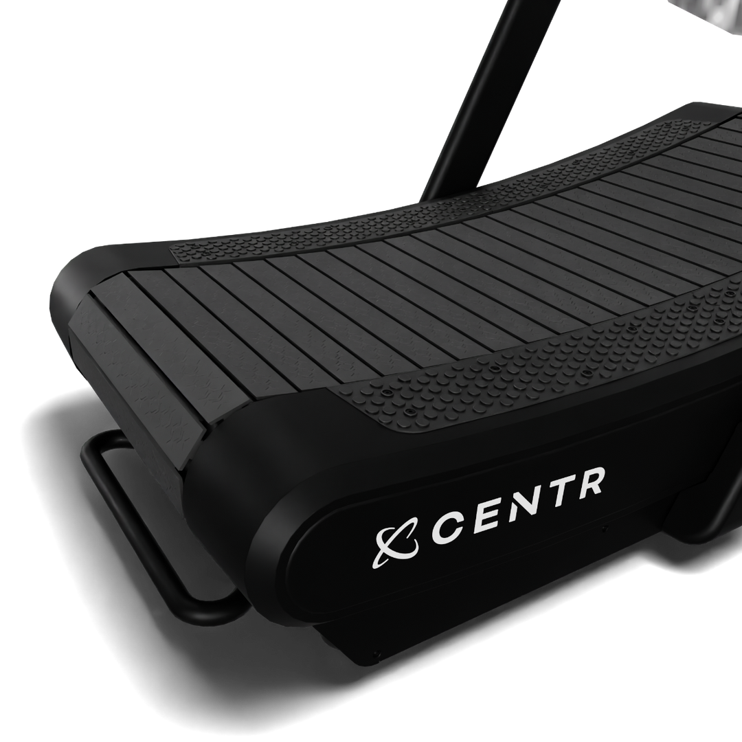 Black step platform with 'CENTR' branding on a white background