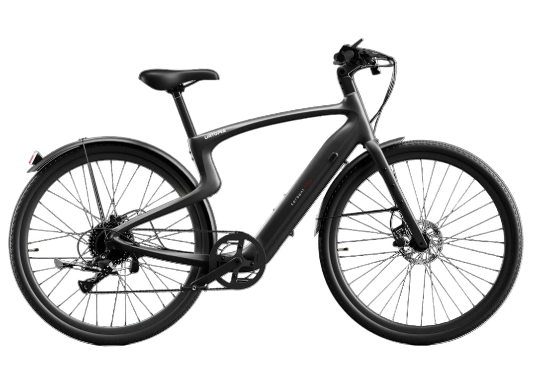 Black electric bicycle on a transparent background