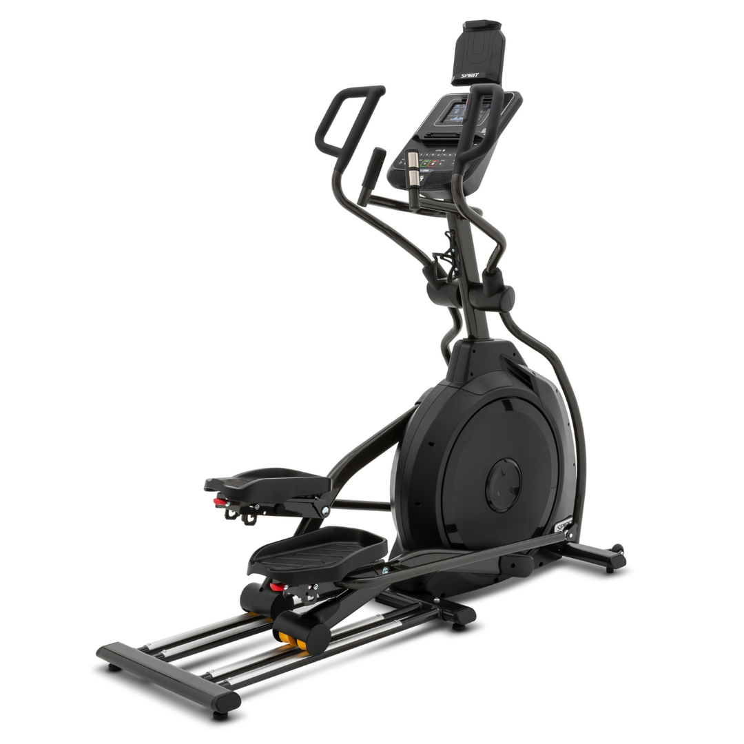 Black elliptical machine on a white background
