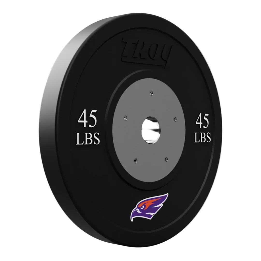 45-pound weight plate with a logo on a gray background