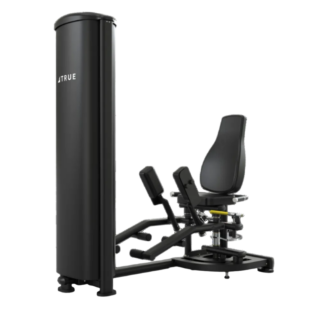 Black fitness machine with 'TRUE' branding on a white background