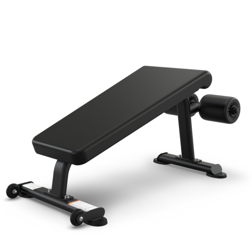 Black adjustable weight bench on a white background