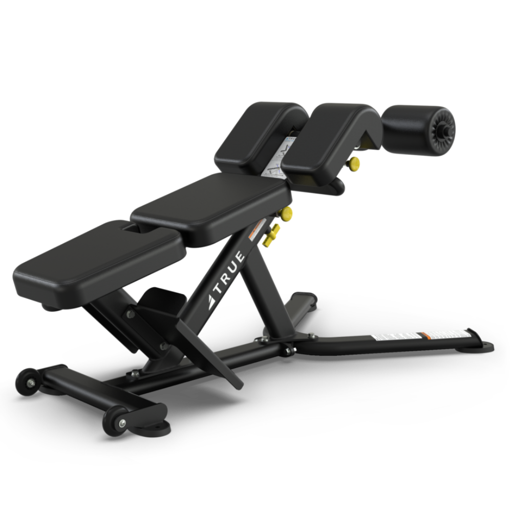 Black adjustable weight bench on a white background