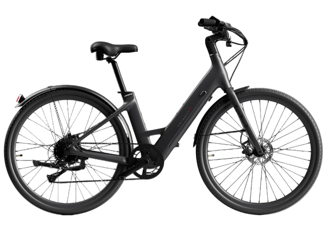 Black electric bicycle on a transparent background