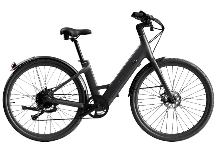 Black electric bicycle on a transparent background