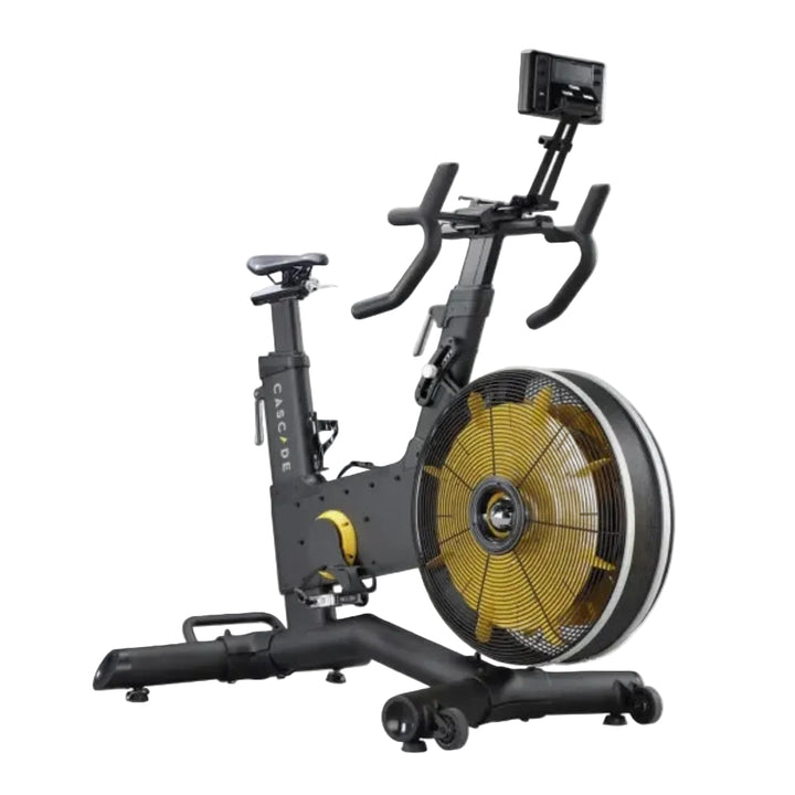 Exercise bike with a large wheel on a white background