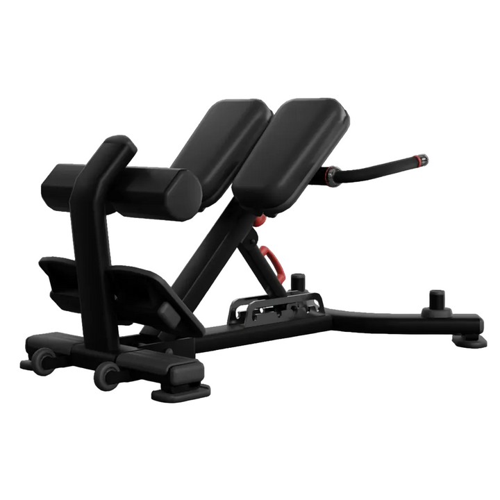 Black adjustable weight bench on a white background