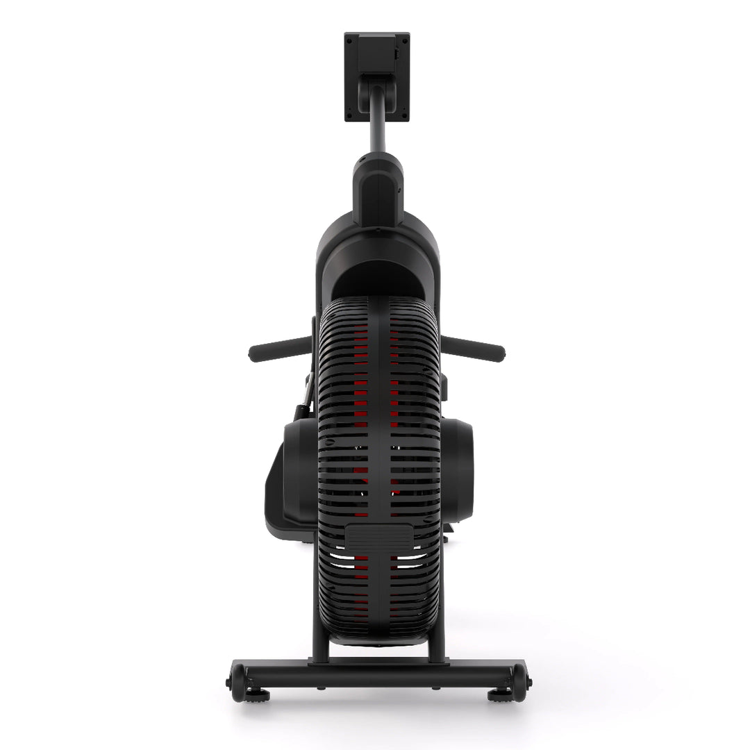 Black exercise rower on a white background