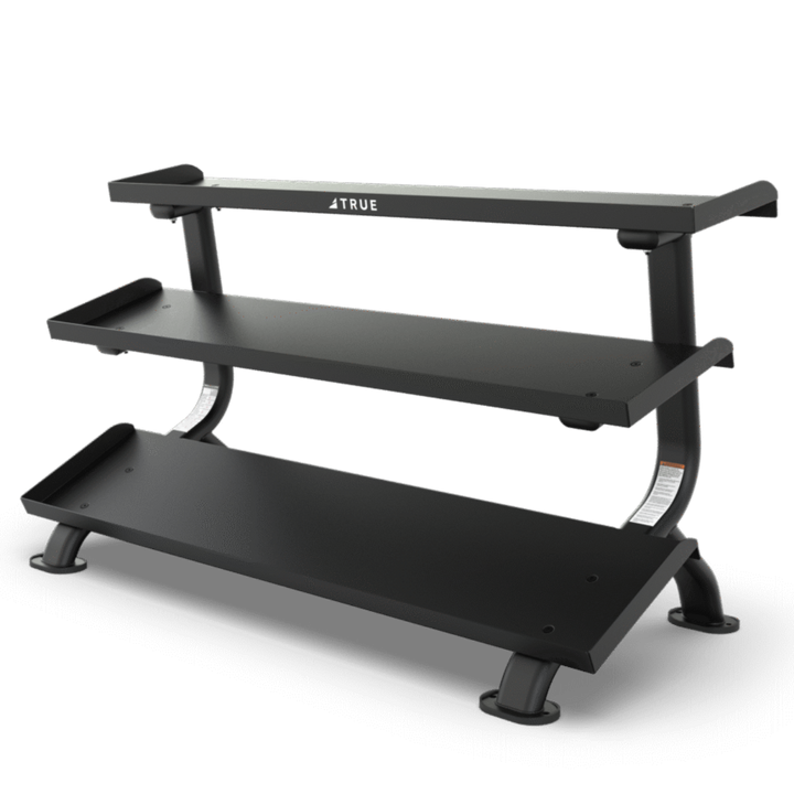Black three-tiered fitness platform with &