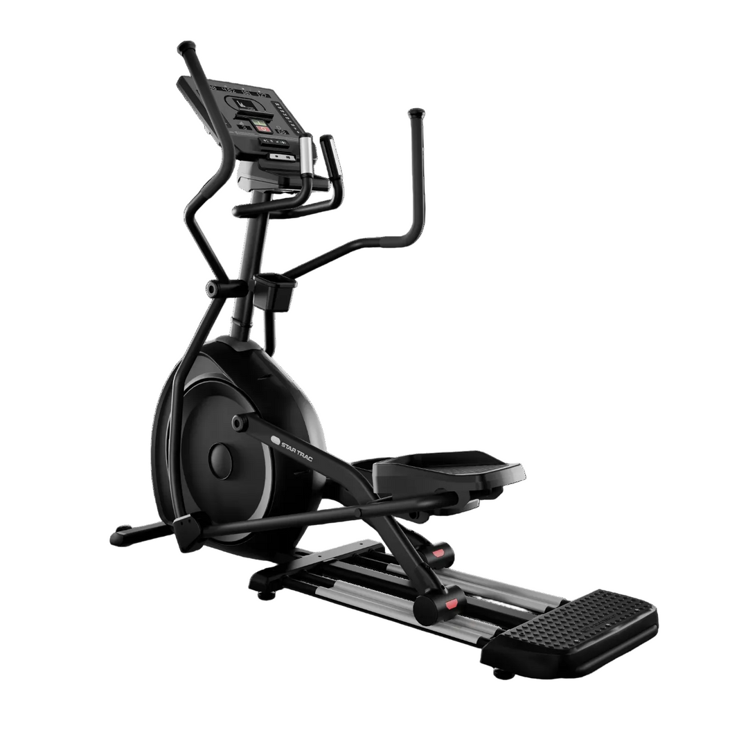 Black elliptical machine on a white background