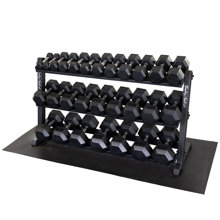 Dumbbell Package 5lb-70lb Rubber Hex + Horizontal Rack