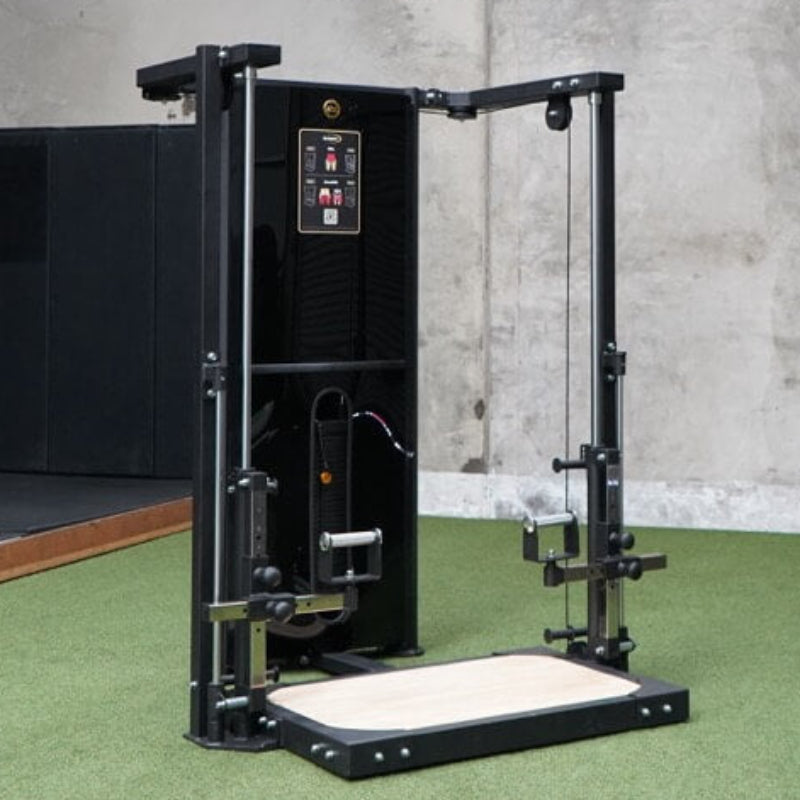 Gym equipment in a room with &