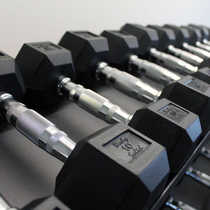 Dumbbell Package 5lb-70lb Rubber Hex + Horizontal Rack